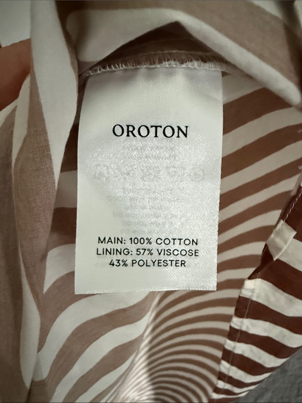 Oroton Midi Dress V-Neck Flutter Sleeve Brown & White Striped (US 10/AU 14) - Picture 9 of 9